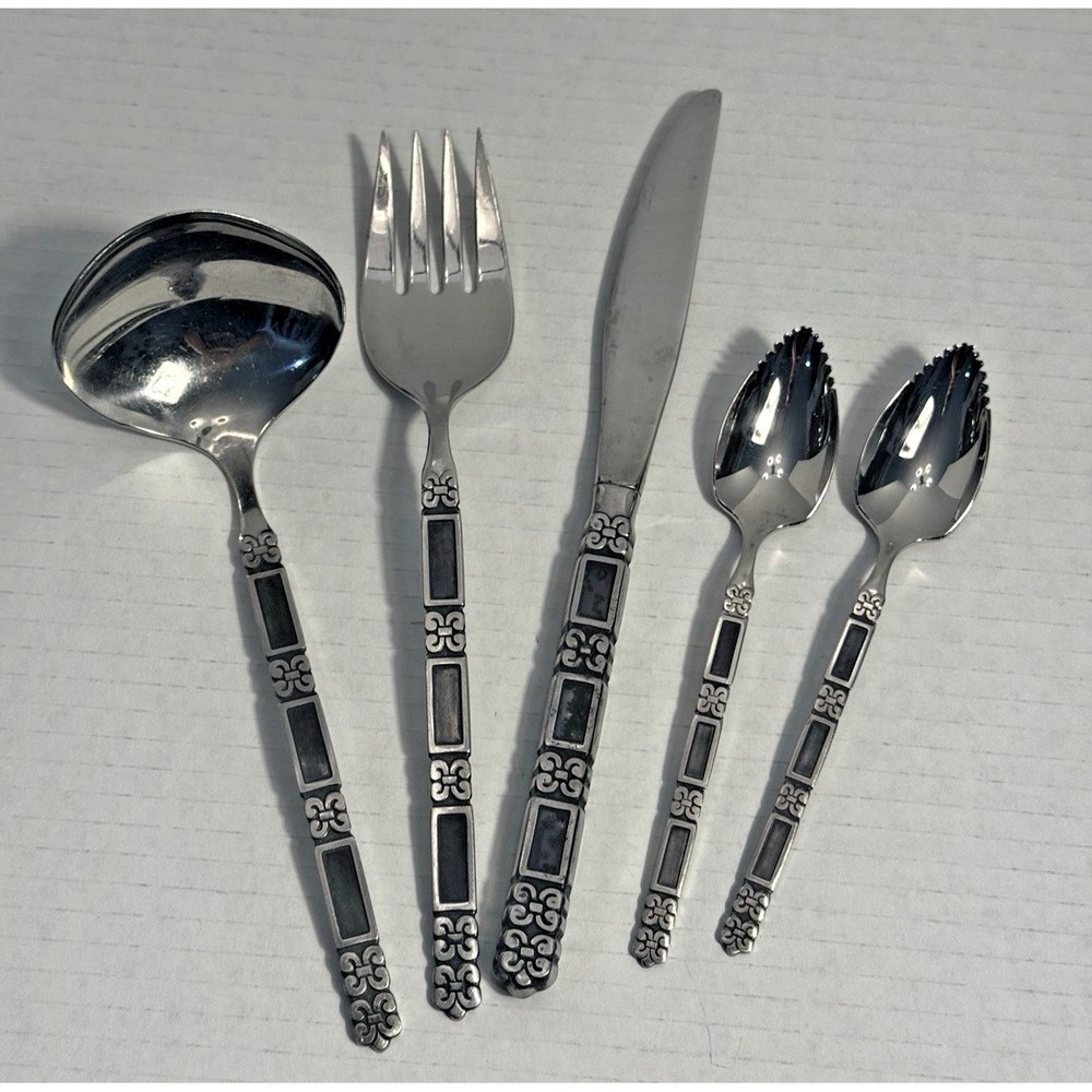 Oneida Community Stainless Madrid Flatware 5pc Set‎ Ladle Fork Knife Grapefruit